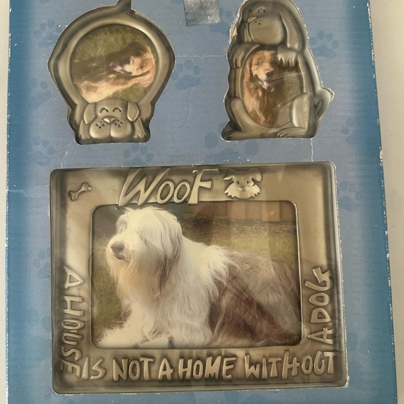 Dog Frames Set of 3 Metal Silver WOOF A House is not a Home Without A Dog - Picture 7 of 8
